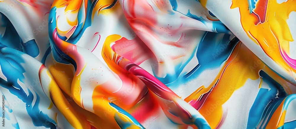 Poster abstract printed motifs on a fabric background create a visually appealing copy space image