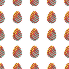 Illustration on theme seamless celebration holiday Easter with hunt colorful bright eggs
