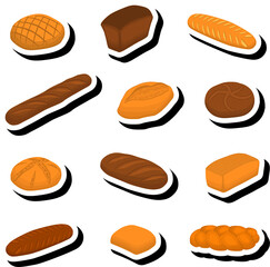 beautiful tasty edible homemade set baked bread consisting of various ingredients