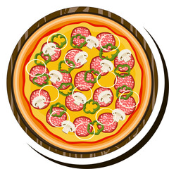 Illustration on theme big hot tasty pizza to pizzeria menu