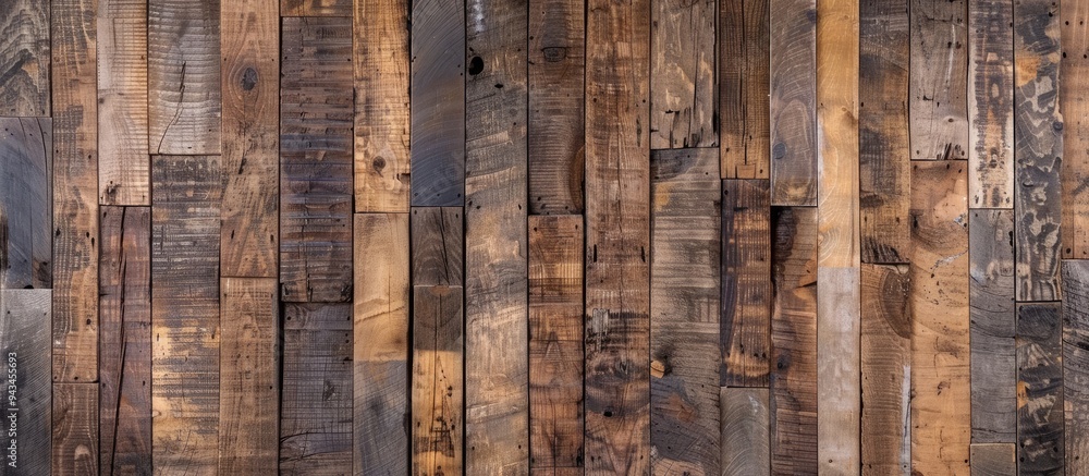 Fototapete Vintage styled wooden planks for walls and floors creating a rustic background ideal for architectural construction or interior design projects with copy space image
