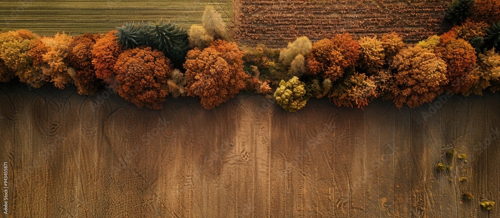 Poster rural farmland aerial view showcasing trees and fields background features a serene rural scene with