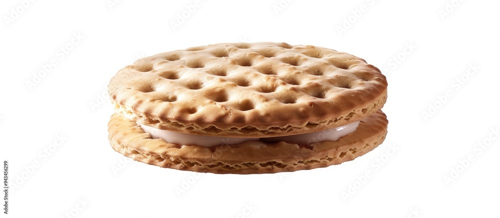 Aufkleber close up of a biscuit isolated on a white background with copy space image for a snack concept
