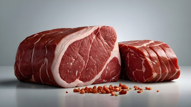 Big Animal Cuts, Vector Illustration of Raw Meat in Three Different Pieces