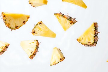 Naklejka premium Delicious slices of fresh pineapple, a tasty and unhealthy fruits