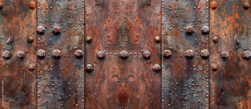 Poster industrial background of weathered brown iron with a rusty cast appearance providing room for a copy