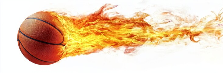 Flowing flames from a burning basketball ball