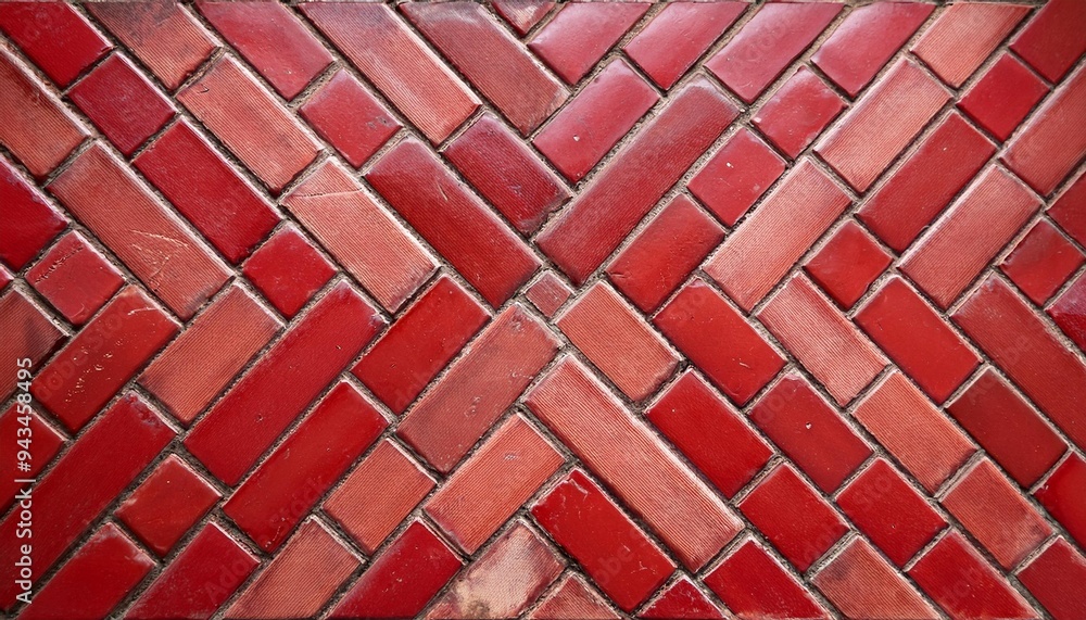 Sticker reclaimed patterned encaustic red floor tile texture