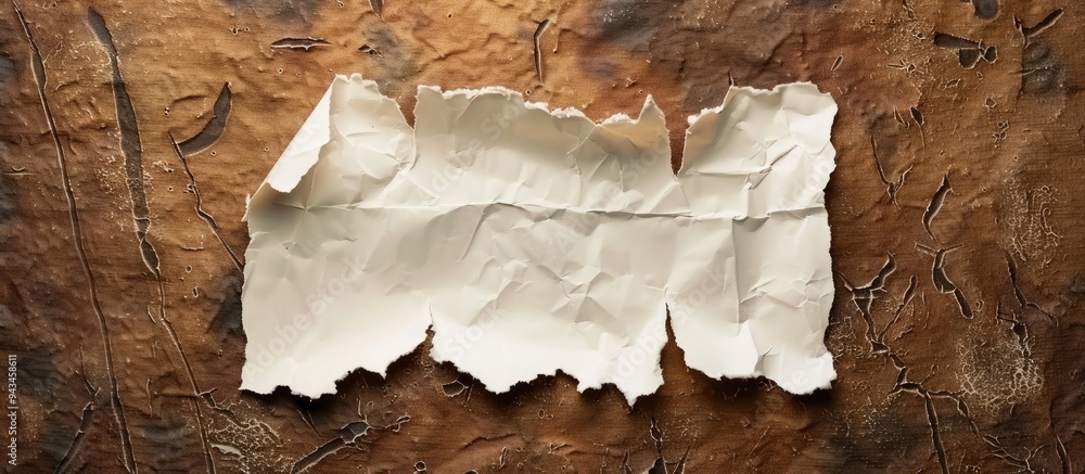 Aufkleber final exam words displayed on torn white paper against a brown background symbolizing the concept of