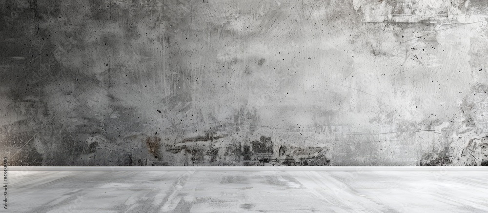 Poster gray studio room with concrete backdrop and a white floor featuring a realistic textured background 