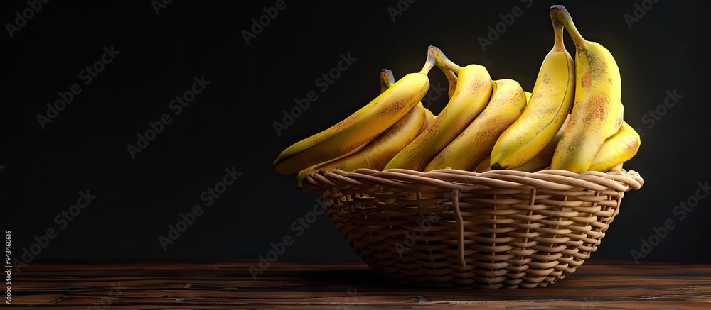 Poster kepok bananas arranged within a fruit basket displaying beautifully with copy space image