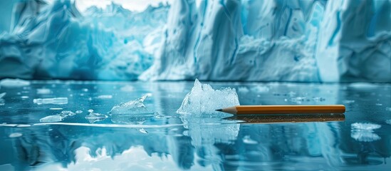 The idea of failing fast is illustrated through bold text on a striking blackboard against a serene blue ice backdrop conveying a business concept with a copy space image