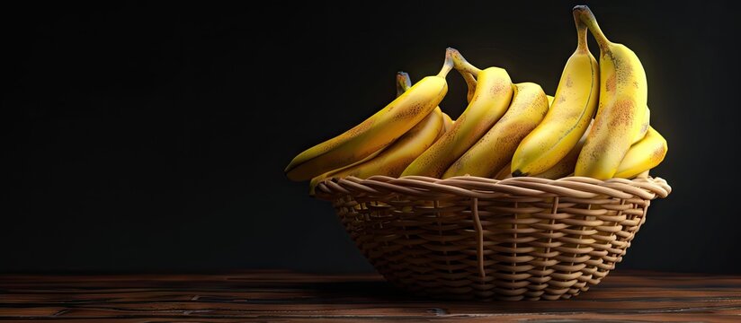 Kepok bananas arranged within a fruit basket displaying beautifully with copy space image