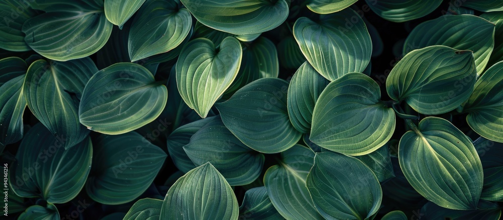 Poster nature s dark green leaves in a garden ideal for a soothing backdrop or a refreshing greenery themed