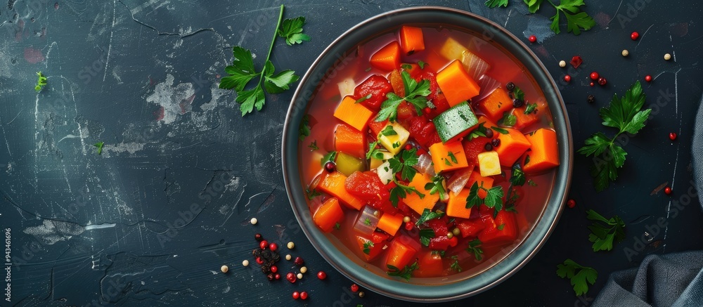 Aufkleber a delightful vegetable soup in a bowl with a visually appealing copy space image