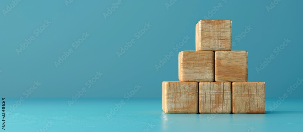 Aufkleber Wooden blocks with a placebo effect message are displayed on a blue background serving as a symbolic concept with available copy space image