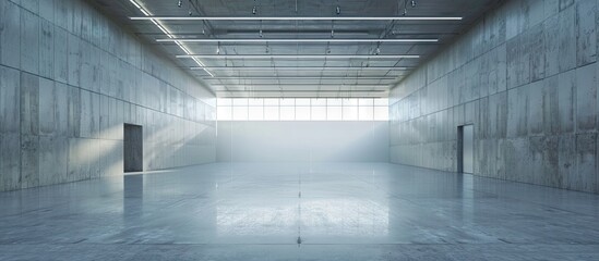 Obraz premium Spacious industrial warehouse structure with ample copy space image