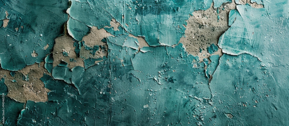 Aufkleber the distressed teal wall paint had a textured mosaic of cracked surfaces blending faded teal with ex