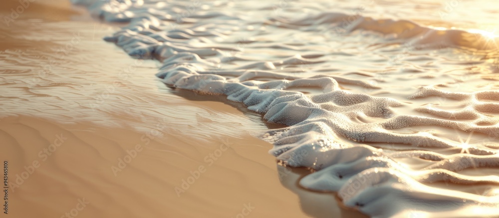 Poster soft waves gently caress the sandy beach creating a natural abstract background with copy space imag