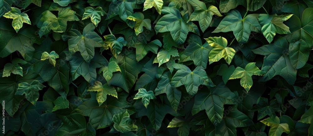 Poster background image featuring a rich green ivy pattern of parthenocissus virginia creeper perfect for b