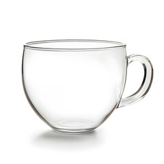 Empty glass tea cup isolated on white background