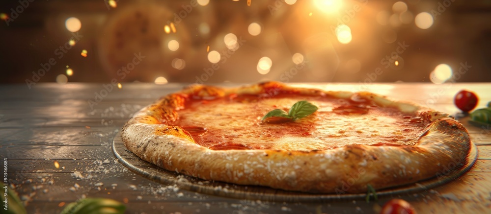 Aufkleber classic margherita pizza from naples with an authentic brick oven cooked style featuring simple topp
