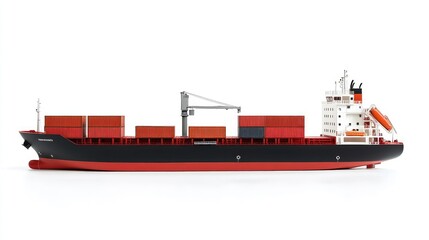 Container ship top-down view, maritime logistics, detailed and accurate, isolated on white background