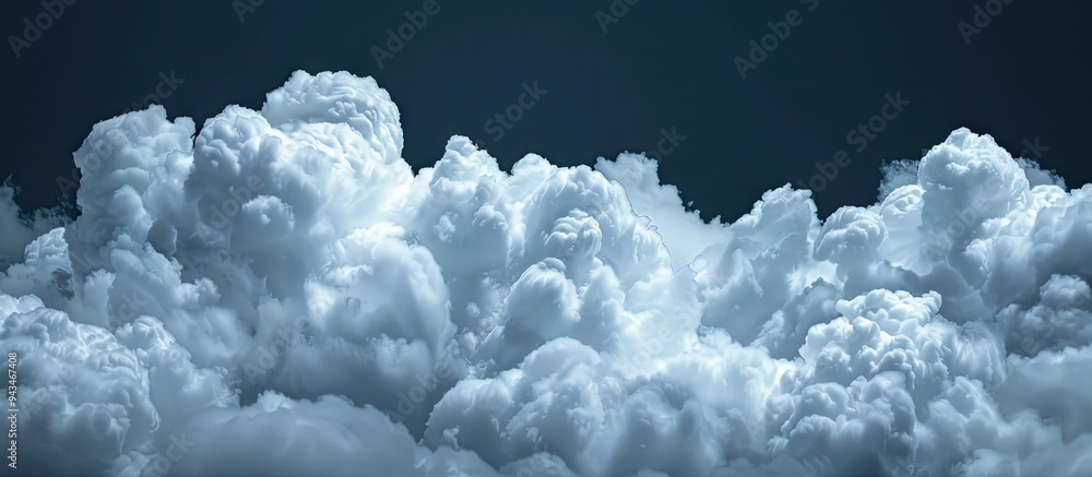 Poster Clean and minimalistic design with a white cloud set against a black backdrop creates a professional look enhancing contrast and visibility perfect for showcasing art in a copy space image