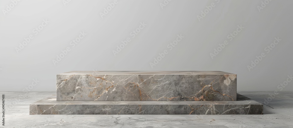 Aufkleber Sleek stone podium on a gray base with copy space for images ideal for showcasing products with available text space and a stone platform backdrop