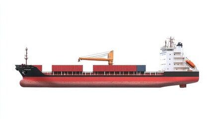 Container ship top-down view, maritime logistics, detailed and accurate, isolated on white background