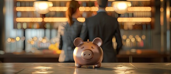 Lack of funds in the piggy bank disappoints the couple Copy space image