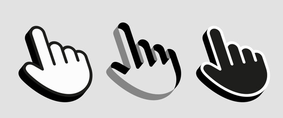 Mouse cursor 3d. Mouse hand cursor. Computer Mouse click cursor. Vector icon.