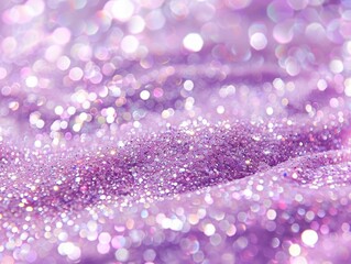 A sparkling soft purple holographic glitter pattern covers a surface, reflecting light and creating an alluring visual display