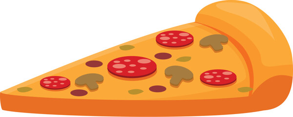 Single slice of delicious pizza with pepperoni and mushrooms is waiting to be devoured