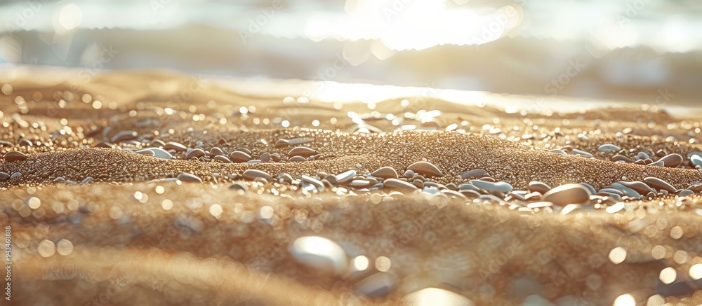 Leinwandbilder brown sandy beach with small stones creating a textured background ideal for use as a copy space ima