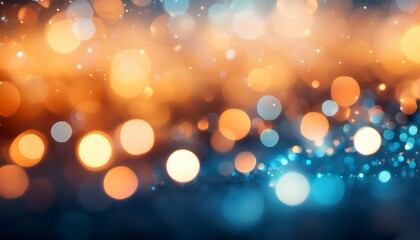 abstract background with orange and blue bokeh lights creating a festive and dreamy atmosphere with a blend of warm and cool tones