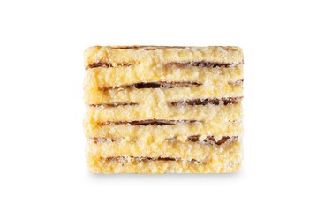 Sugar sprinkles chocolate filling puff cookie on a white isolated background