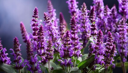 fresh purple flowers of sage or salvia divinorum