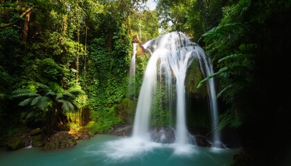 waterfall in a tropical jungle