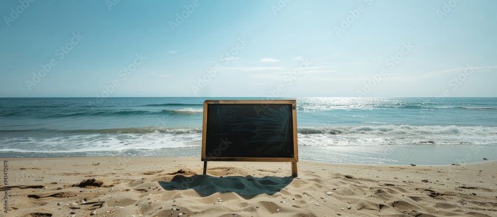 Poster A desolate beach like a blank blackboard invites messages with a copy space image