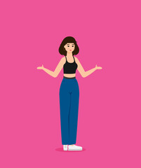 Summer holidays vector illustration with girl,flat design beach