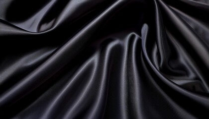 Obraz premium black silk satin fabric wave or silk wavy folds generated by ai