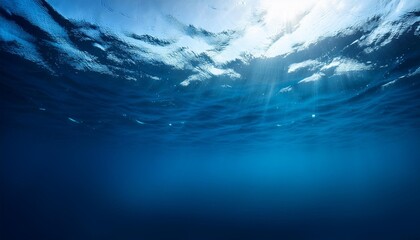 submerged tranquility dark blue oceanic surface seen below water