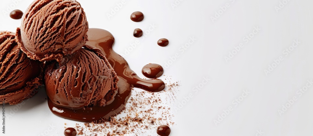 Leinwandbilder close up of chocolate ice cream a delightful summer dessert displayed on a white background with amp