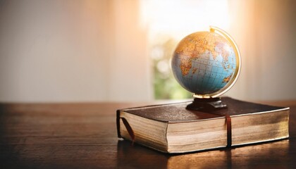 globe with holy bible for mission mission christian idea bible and book on wooden table christian background for great commission