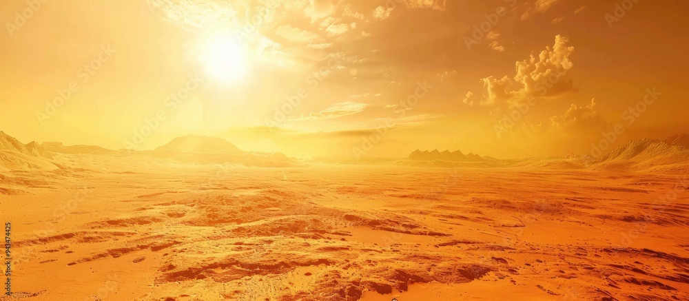 Aufkleber high temperatures during a heat wave with the sun in a clear sky creating an image with copy space