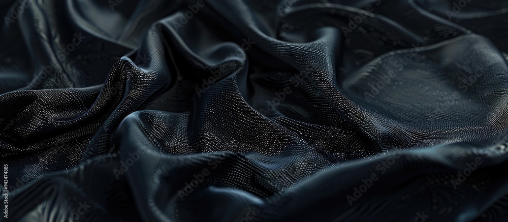 Poster textured black fabric with ripples and wrinkles perfect for a copy space image