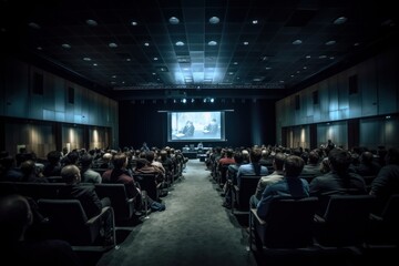 Business Conference with Attendees Watching a Presentation