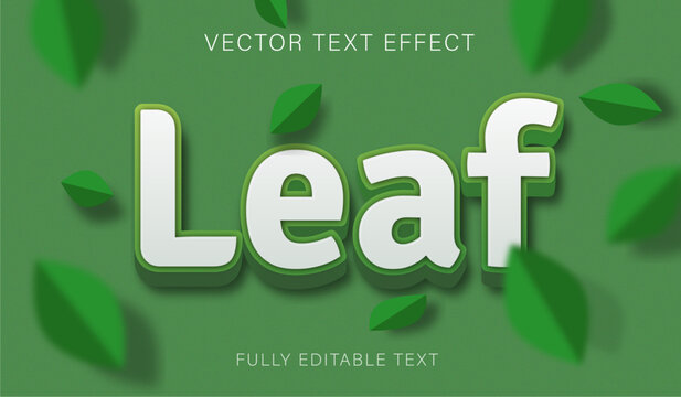 Fresh leaf text effect with green organic leaves main concept. Fully editable font and text style effect.