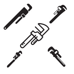Pipe wrench icon vector set